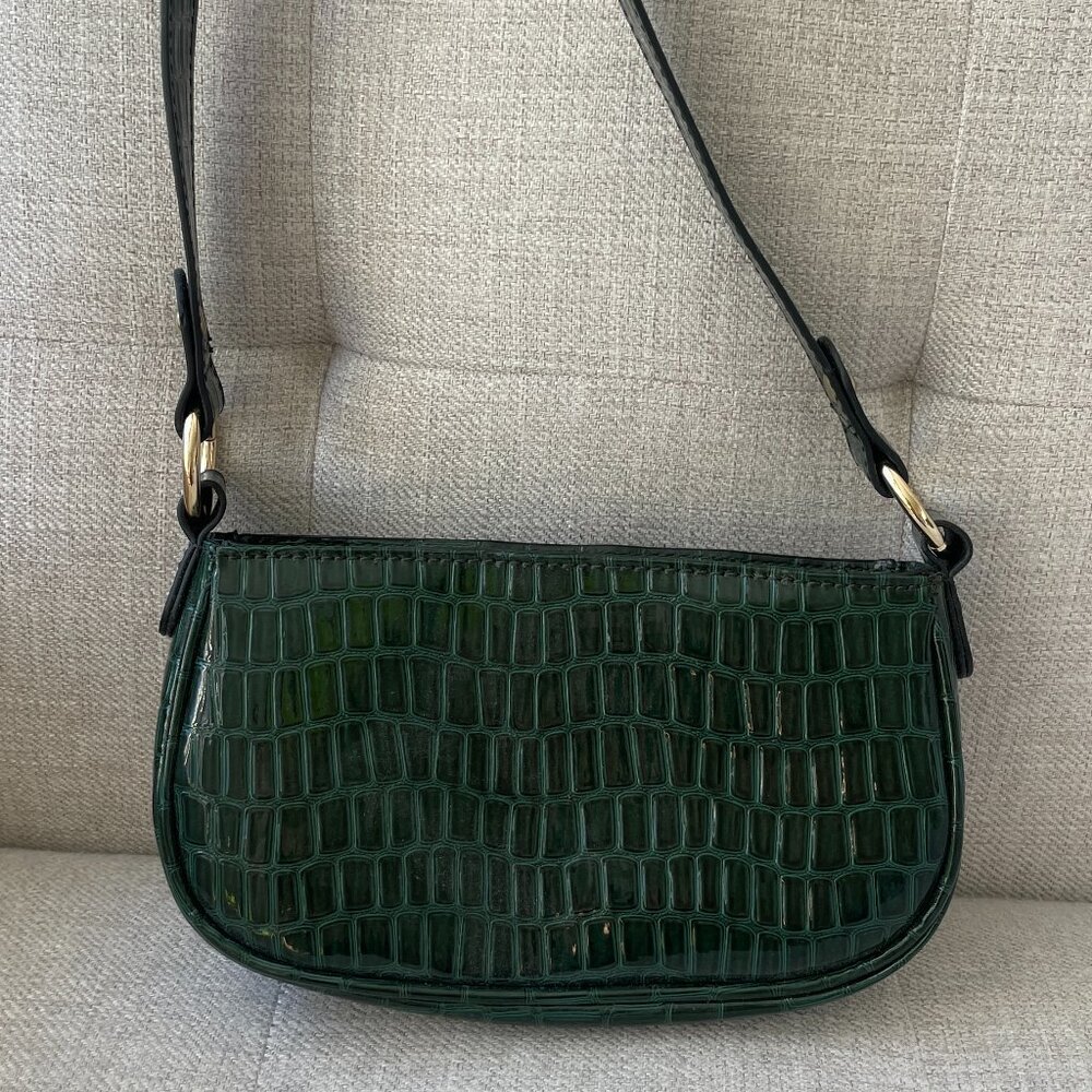 Brand New ASOS Croc Embossed Shoulder Bag - Emerald Green